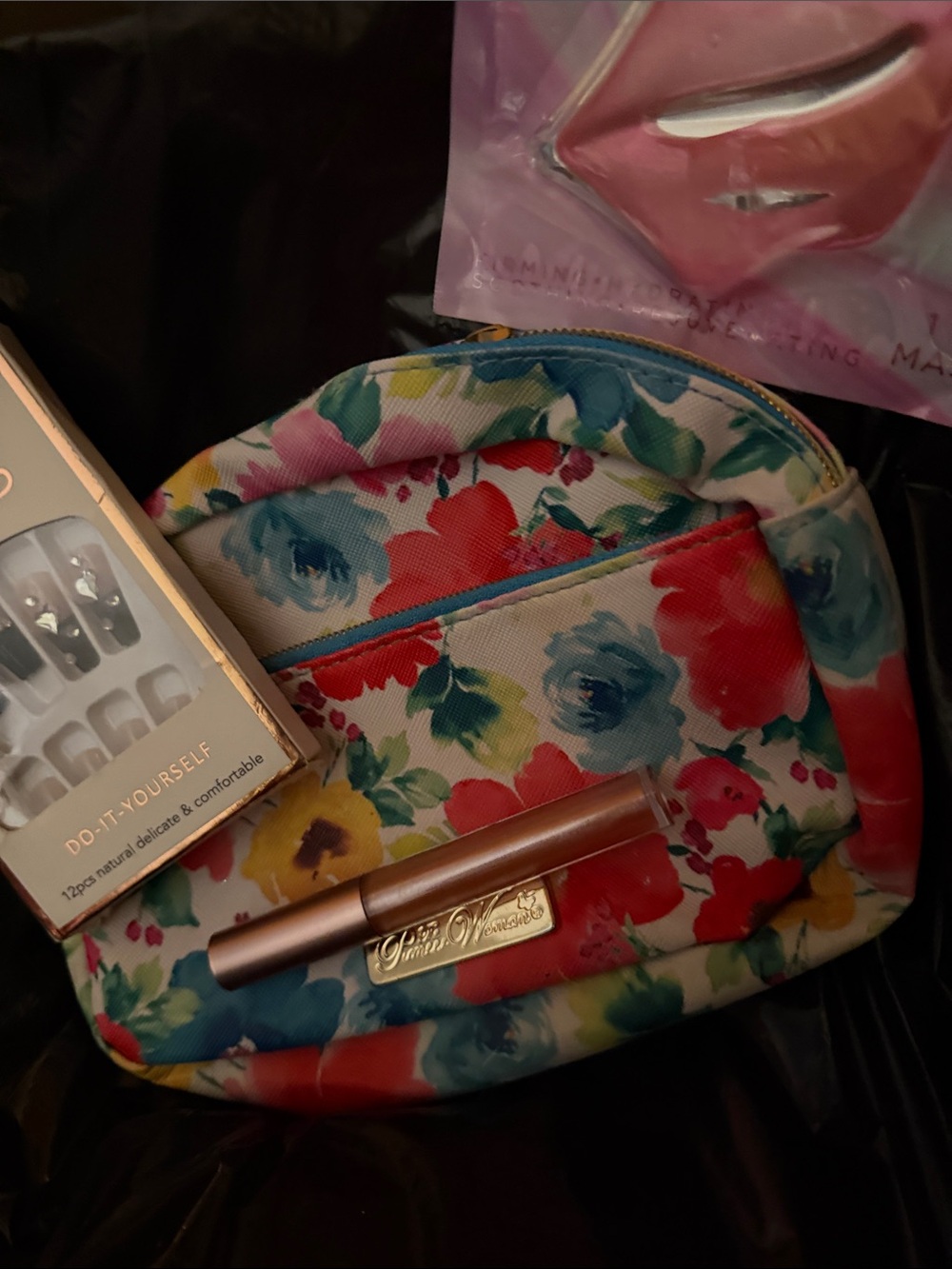 Pioneer woman floral cosmetic bag filled